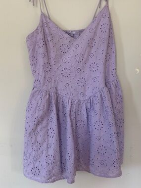 Lilac eyelet mini dress